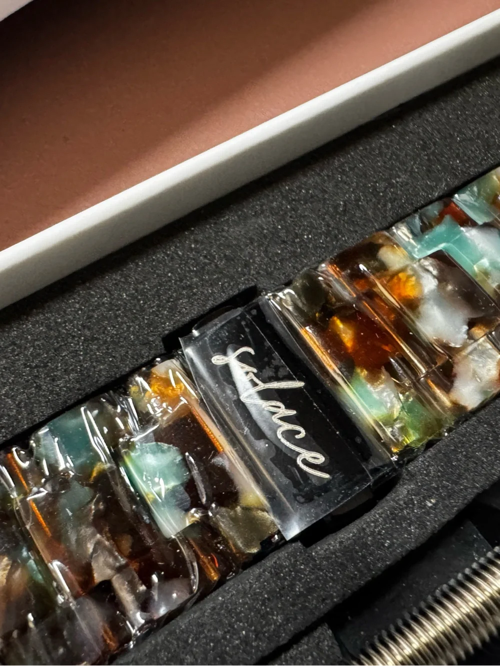 Solace Apple Watch Band Resin Stone Look Multicolor Teal Brown White 42/44/45mm